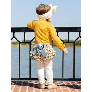 NEW RUFFLEBUTTS baby girls parker plaid diaper cover in yellow/grey